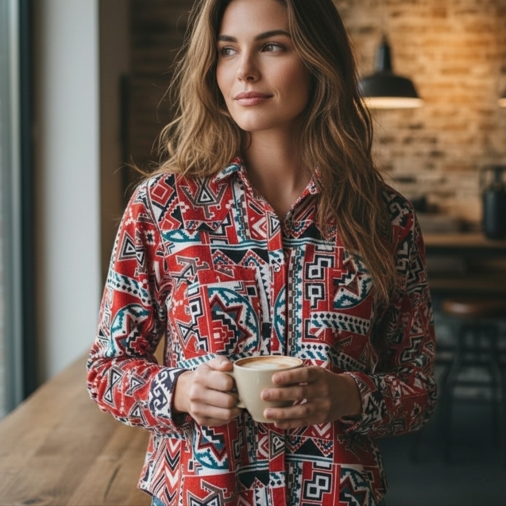 Vintage Frontier Series Southwest/Aztec Long Sleeve Buttondown